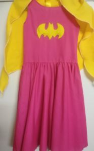 Kids Costumes to Hire - Batgirl Pink dress & yellow Cape